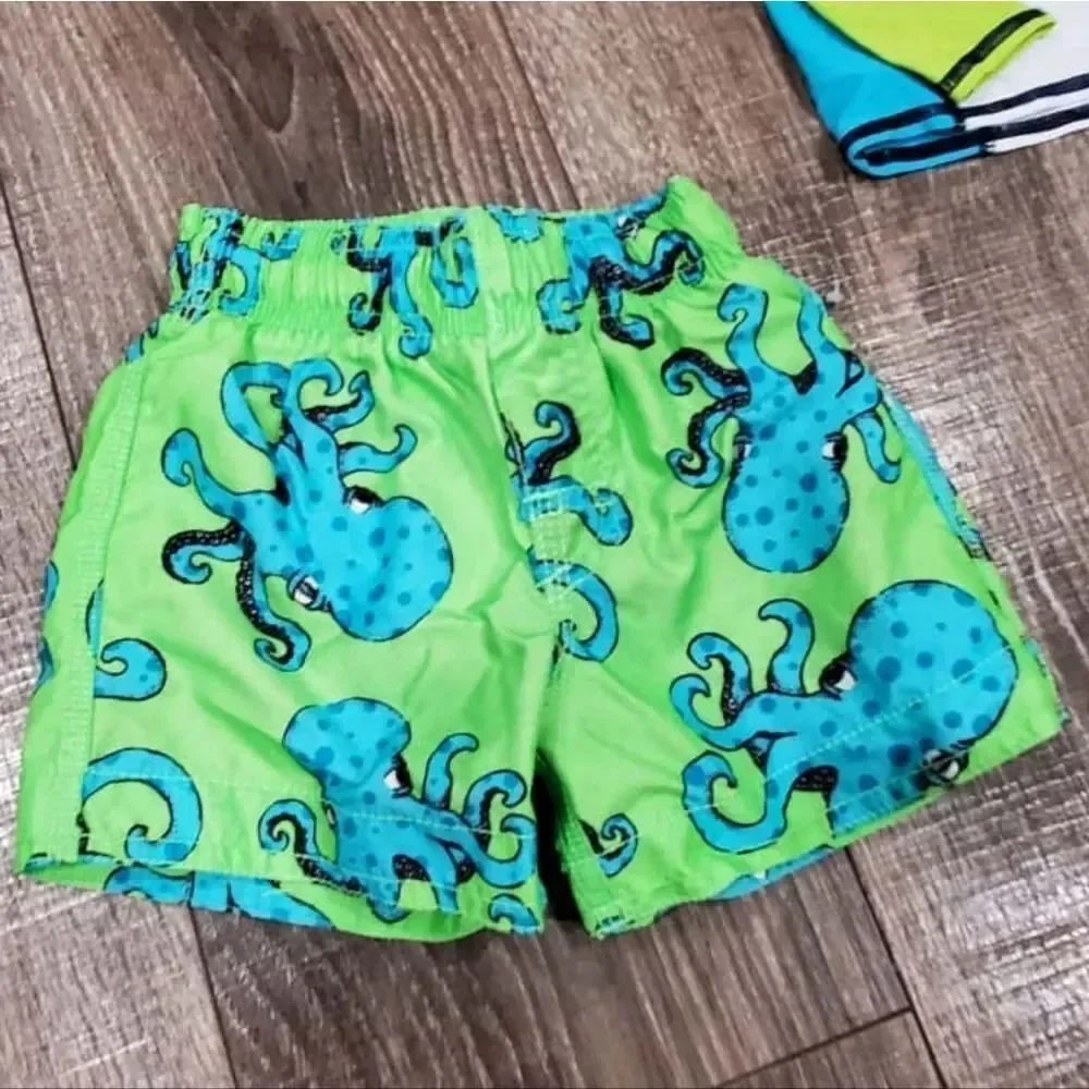 Boys Baby Swim Sets Size 12-18M Kids Swim Set - Orange and Green 2 Pieces